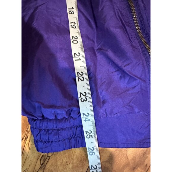 Vintage Purple Silk Bomber Jacket – Quilted Bead Accent – Size M – Fuda Internat - Picture 5 of 11